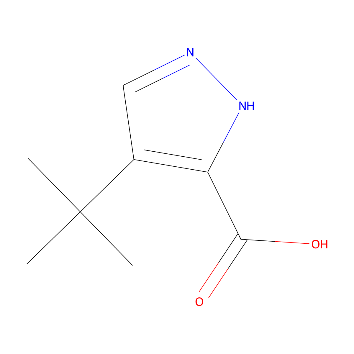 4-tert-butyl-1H-pyrazole-5-carboxylic acid molecular structure, CAS 2091630-94-1