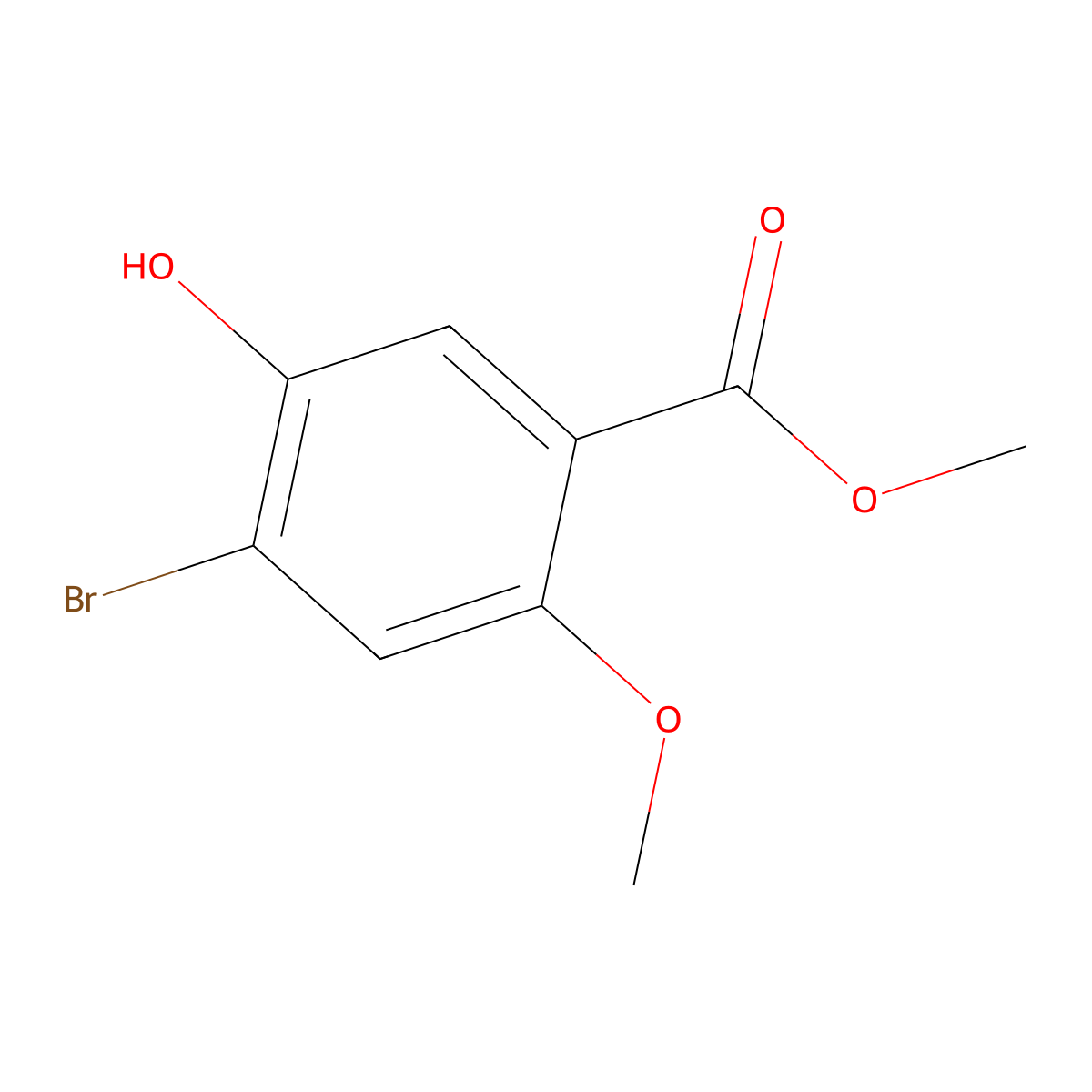 Methyl 4-bromo-5-hydroxy-2-methoxybenzoate molecular structure, CAS 2091631-51-3