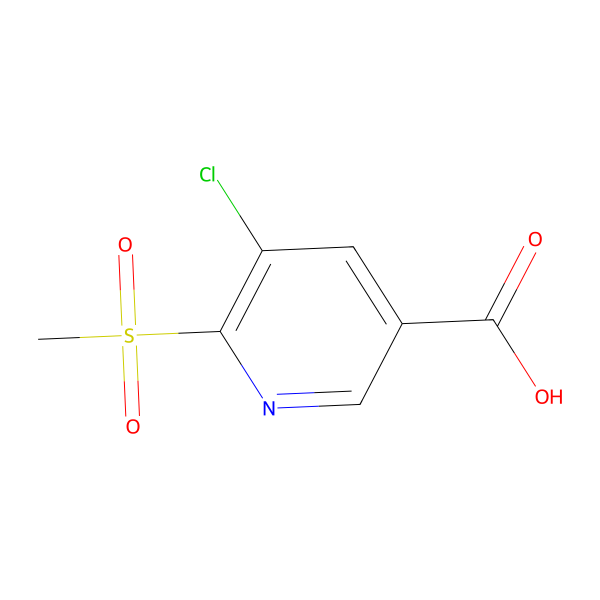 5-Chloro-6-(methylsulfonyl)nicotinic acid molecular structure, CAS 2091632-11-8