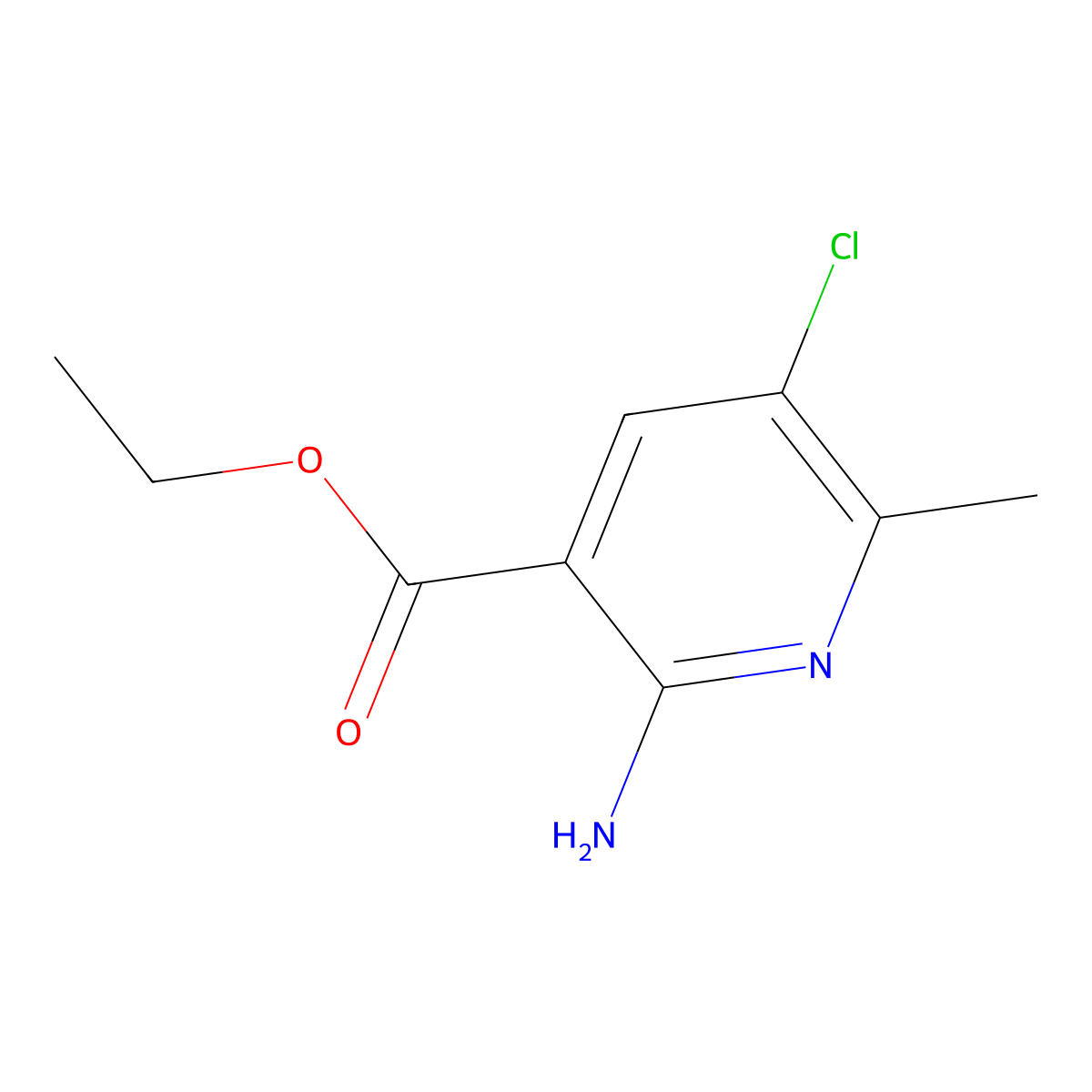Ethyl 2-amino-5-chloro-6-methylpyridine-3-carboxylate molecular structure, CAS 2091632-37-8