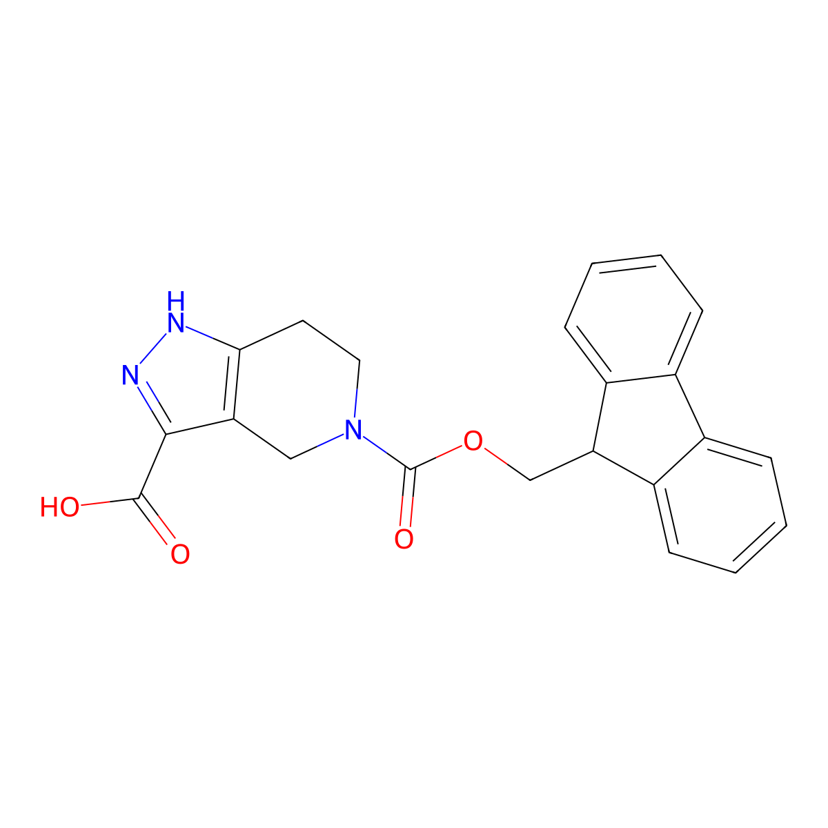 5-{[(9H-fluoren-9-yl)methoxy]carbonyl}-2H,4H,5H,6H,7H-pyrazolo[4,3-c]pyridine-3-carboxylic acid molecular structure, CAS 2091633-90-6