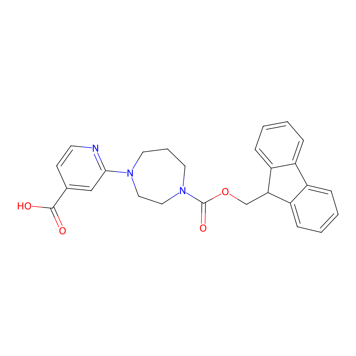 2-(4-{[(9H-fluoren-9-yl)methoxy]carbonyl}-1,4-diazepan-1-yl)pyridine-4-carboxylic acid molecular structure, CAS 2091634-91-0