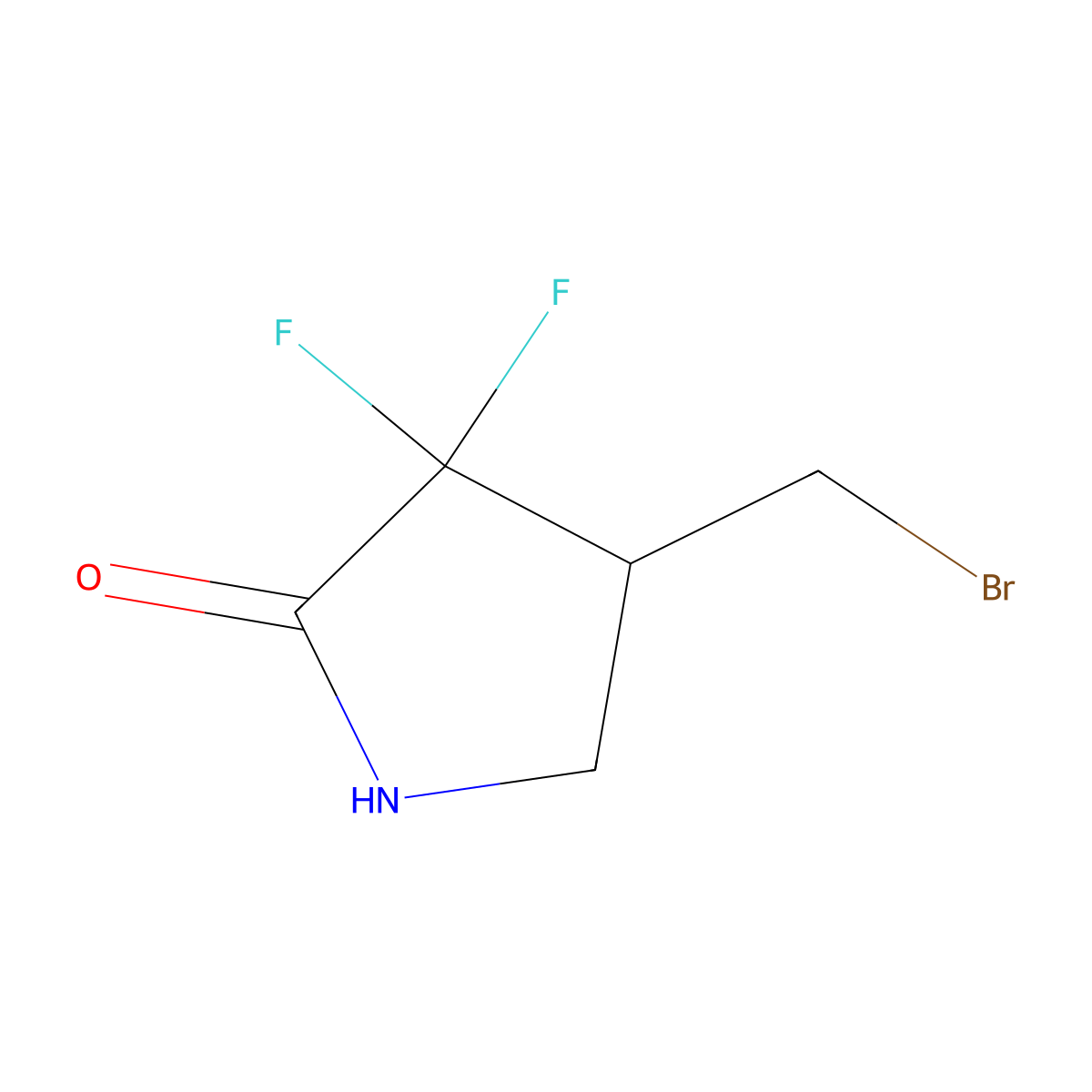 4-(Bromomethyl)-3,3-difluoropyrrolidin-2-one molecular structure, CAS 2091638-38-7