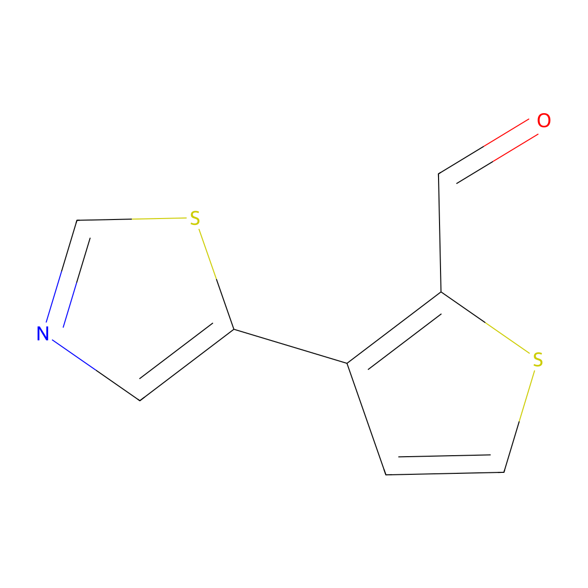 3-(1,3-Thiazol-5-yl)thiophene-2-carbaldehyde molecular structure, CAS 2091647-00-4