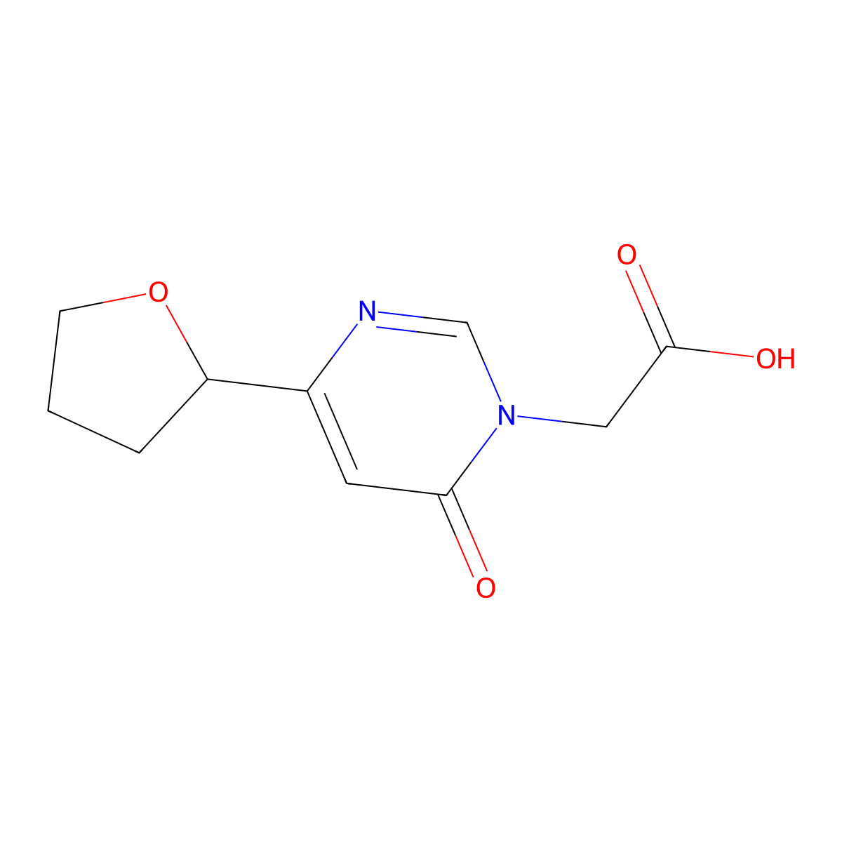 2-(6-oxo-4-(tetrahydrofuran-2-yl)pyrimidin-1(6H)-yl)acetic acid molecular structure, CAS 2091651-24-8