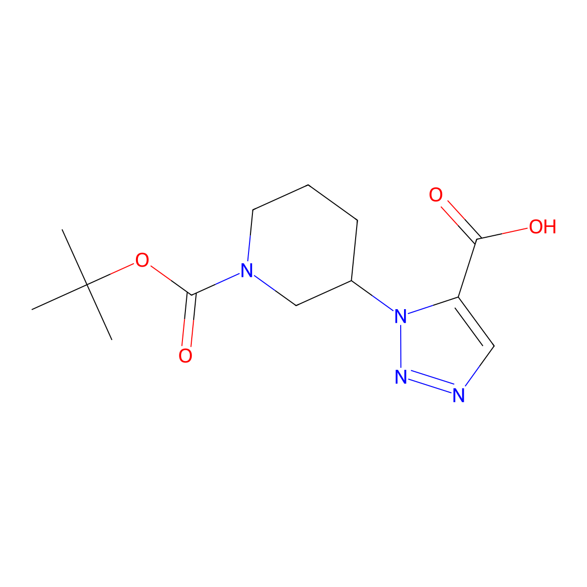 3-[1-[(2-Methylpropan-2-yl)oxycarbonyl]piperidin-3-yl]triazole-4-carboxylic acid molecular structure, CAS 2091651-71-5