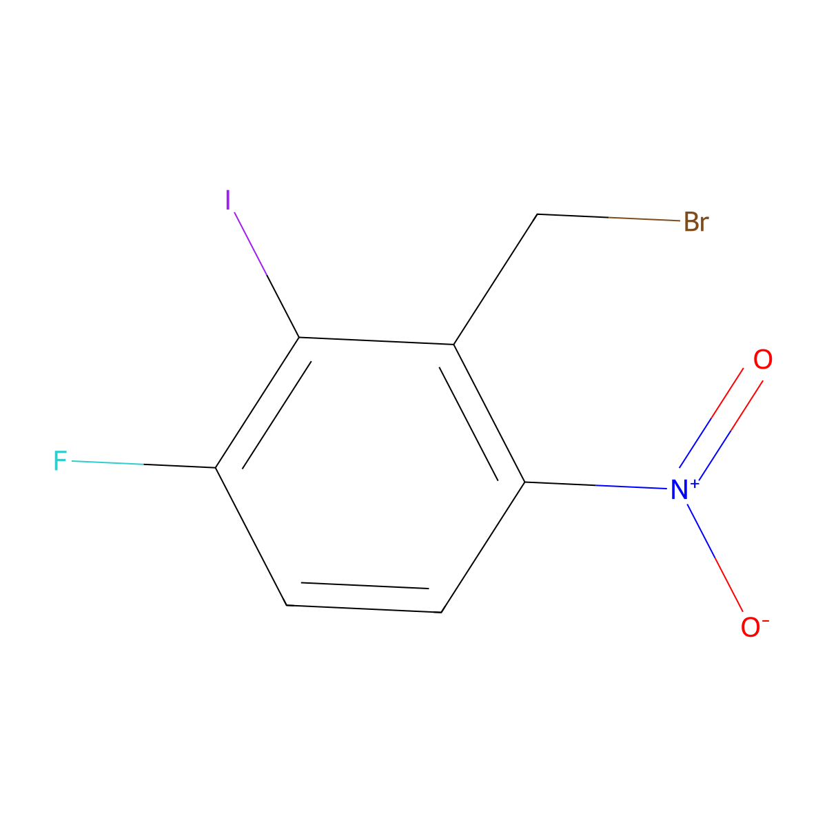 2-(Bromomethyl)-4-fluoro-3-iodo-1-nitrobenzene molecular structure, CAS 2091653-09-5
