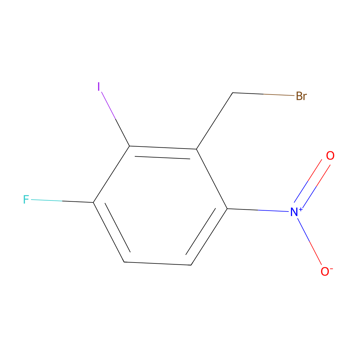 2-(Bromomethyl)-4-fluoro-3-iodo-1-nitrobenzene molecular structure, CAS 2091653-09-5