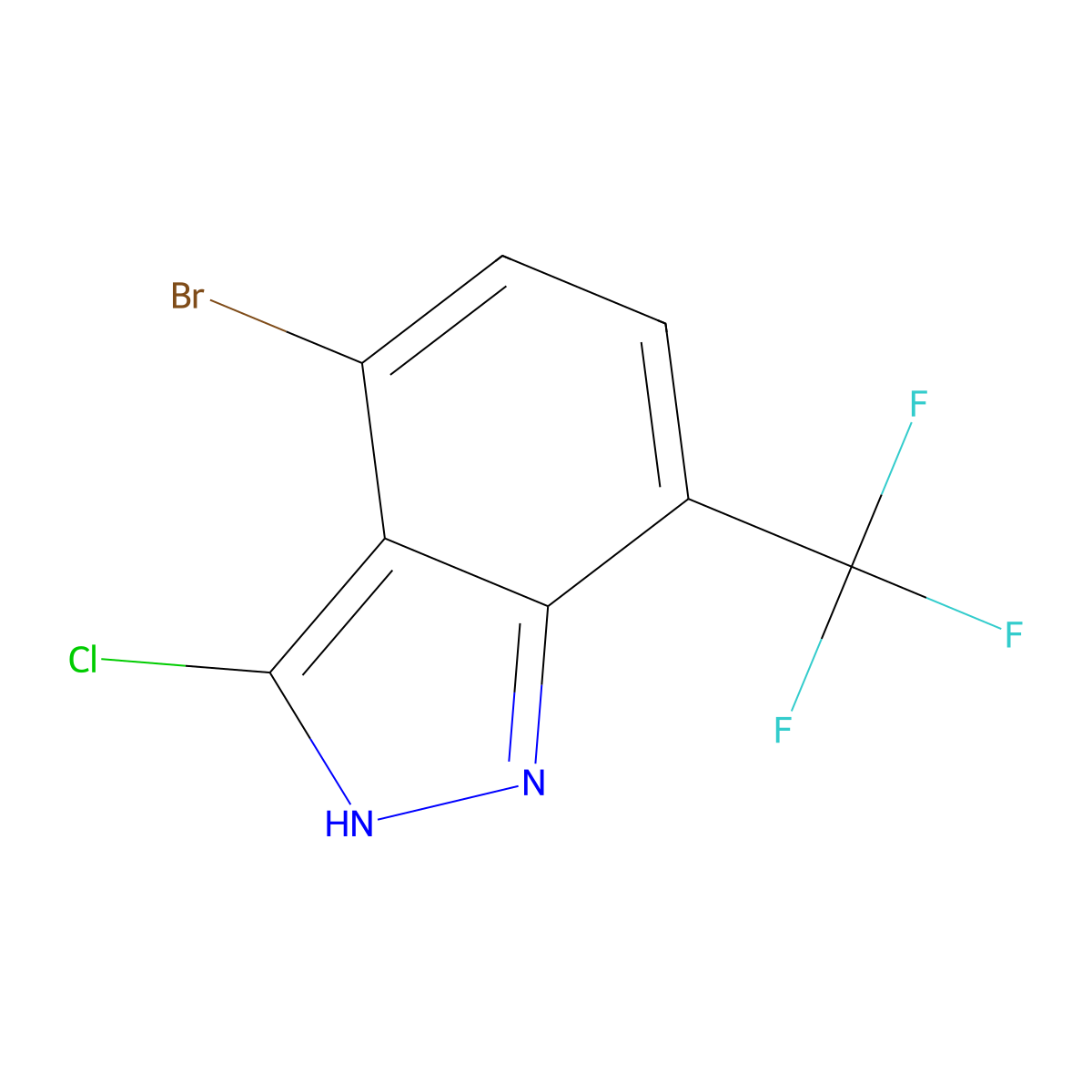 4-Bromo-3-chloro-7-(trifluoromethyl)-1H-indazole molecular structure, CAS 2091654-21-4