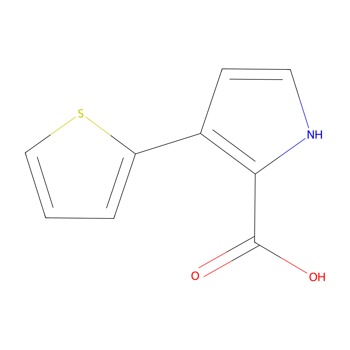 3-(thiophen-2-yl)-1H-pyrrole-2-carboxylic acid molecular structure, CAS 2091656-23-2