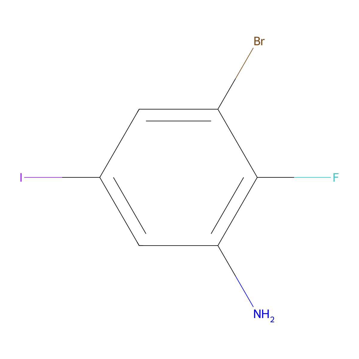 3-Bromo-2-fluoro-5-iodoaniline molecular structure, CAS 2091656-88-9