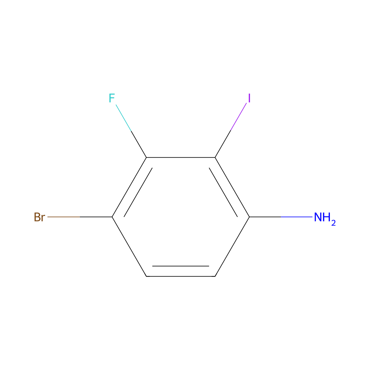 4-Bromo-3-fluoro-2-iodoaniline molecular structure, CAS 2091656-96-9
