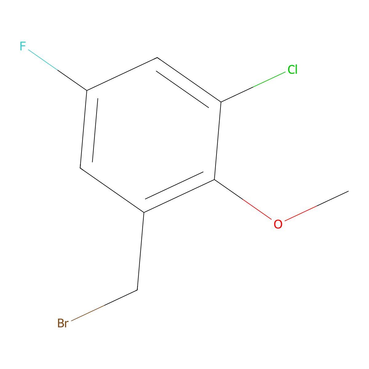 3-Chloro-5-fluoro-2-methoxybenzyl bromide molecular structure, CAS 2091658-17-0