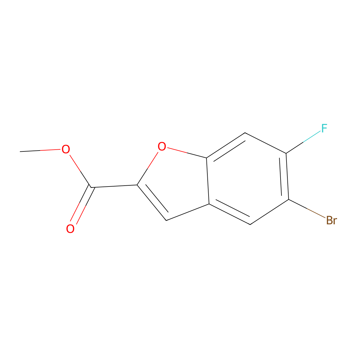 Methyl 5-bromo-6-fluorobenzofuran-2-carboxylate molecular structure, CAS 2091659-30-0
