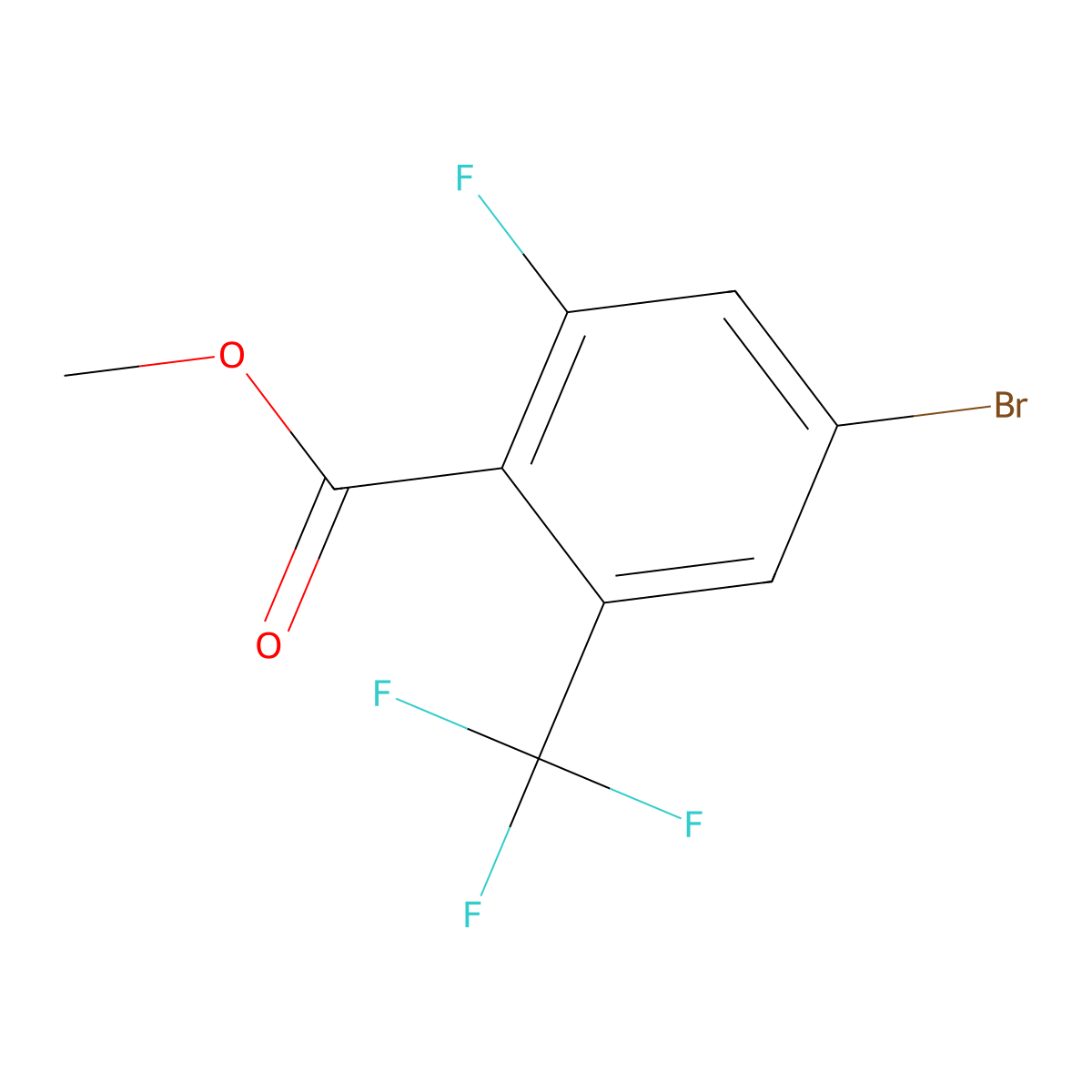 Methyl 4-bromo-2-fluoro-6-(trifluoromethyl)benzoate molecular structure, CAS 2091662-46-1