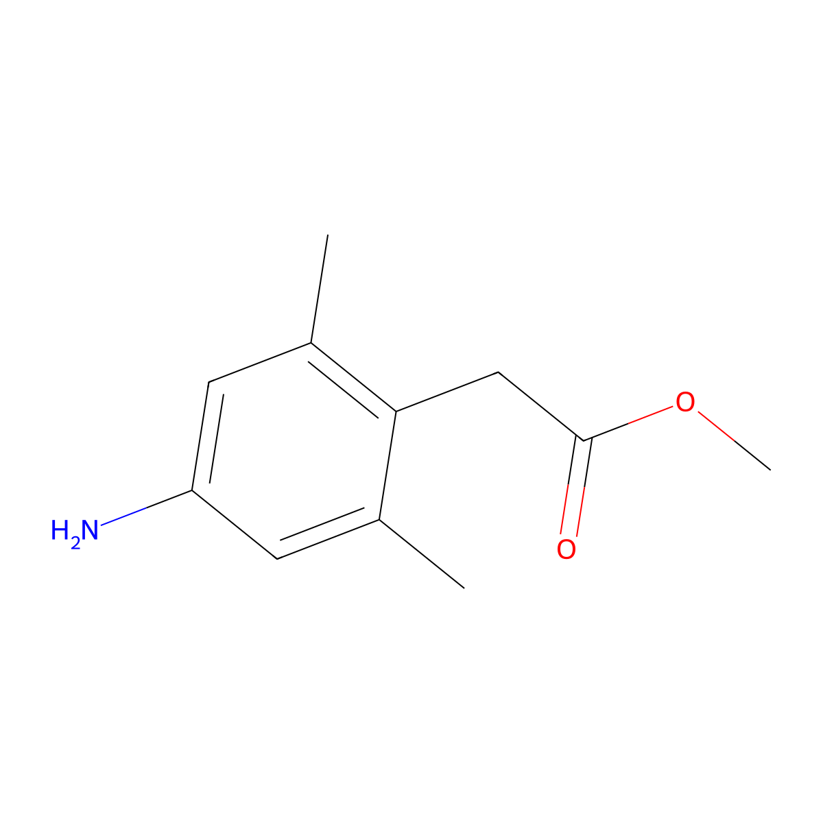 Methyl 2-(4-amino-2,6-dimethylphenyl)acetate molecular structure, CAS 2091663-30-6