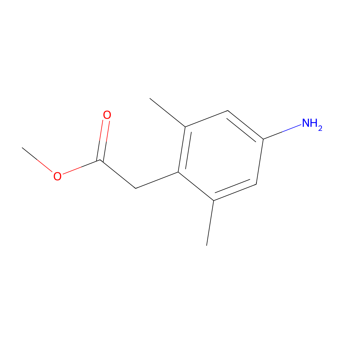 Methyl 2-(4-amino-2,6-dimethylphenyl)acetate molecular structure, CAS 2091663-30-6