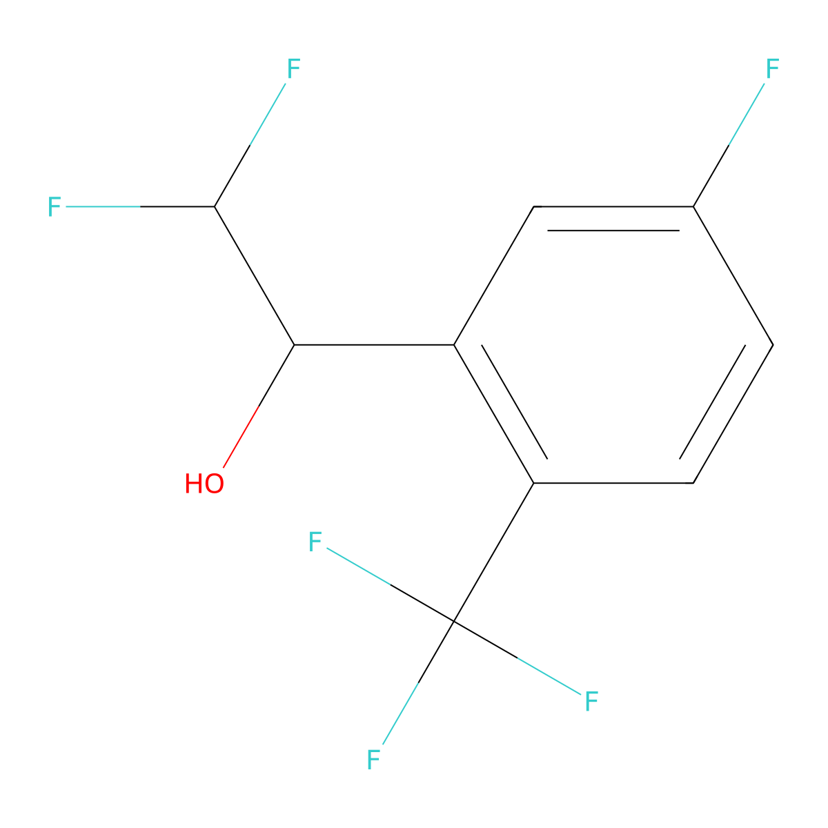 2,2-Difluoro-1-[5-fluoro-2-(trifluoromethyl)phenyl]ethan-1-ol molecular structure, CAS 2091664-12-7