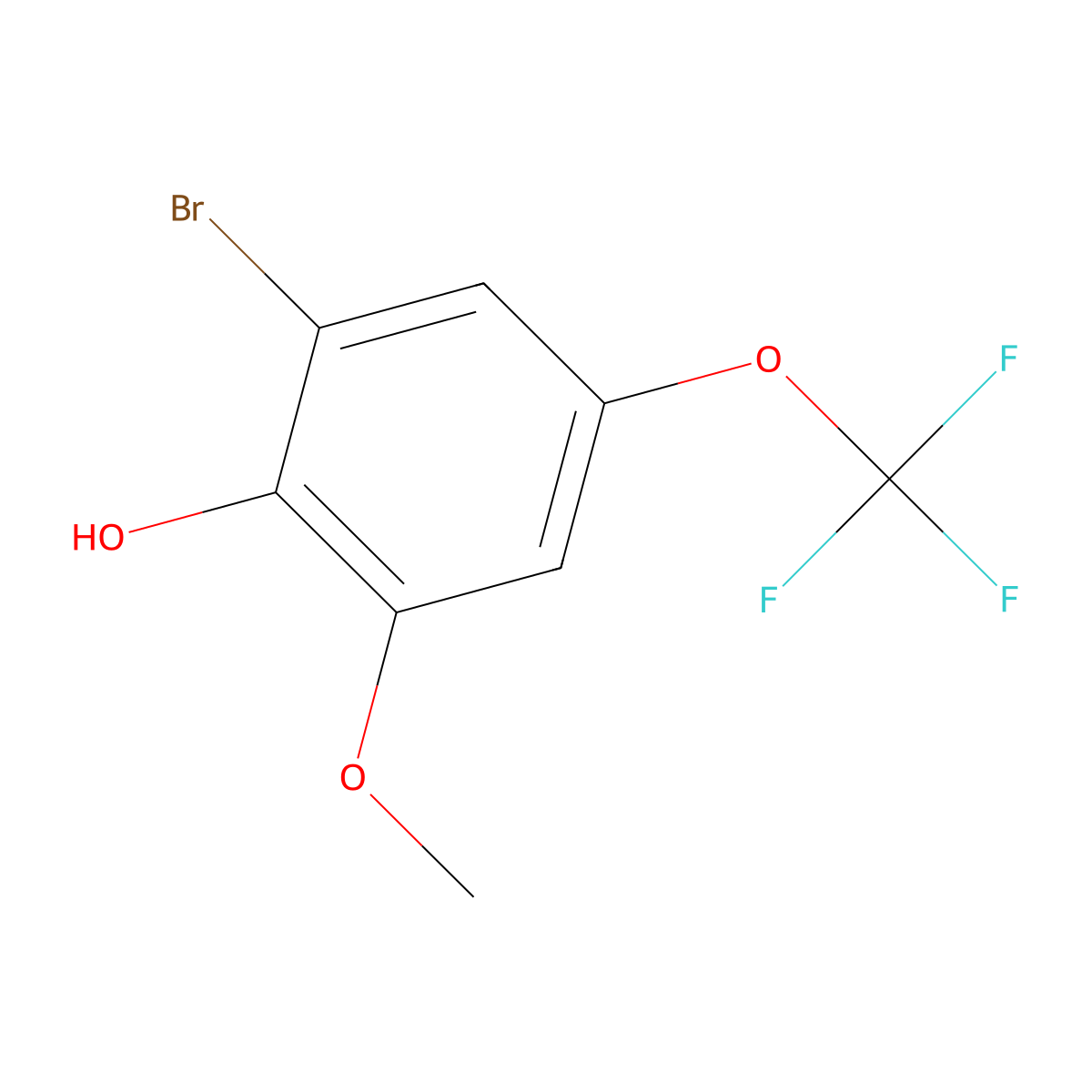 2-Bromo-6-methoxy-4-(trifluoromethoxy)phenol molecular structure, CAS 2091667-48-8