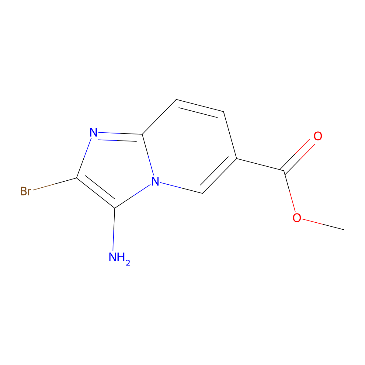 Methyl 3-amino-2-bromoimidazo(1,2-a)pyridine-6-carboxylate molecular structure, CAS 2091668-88-9