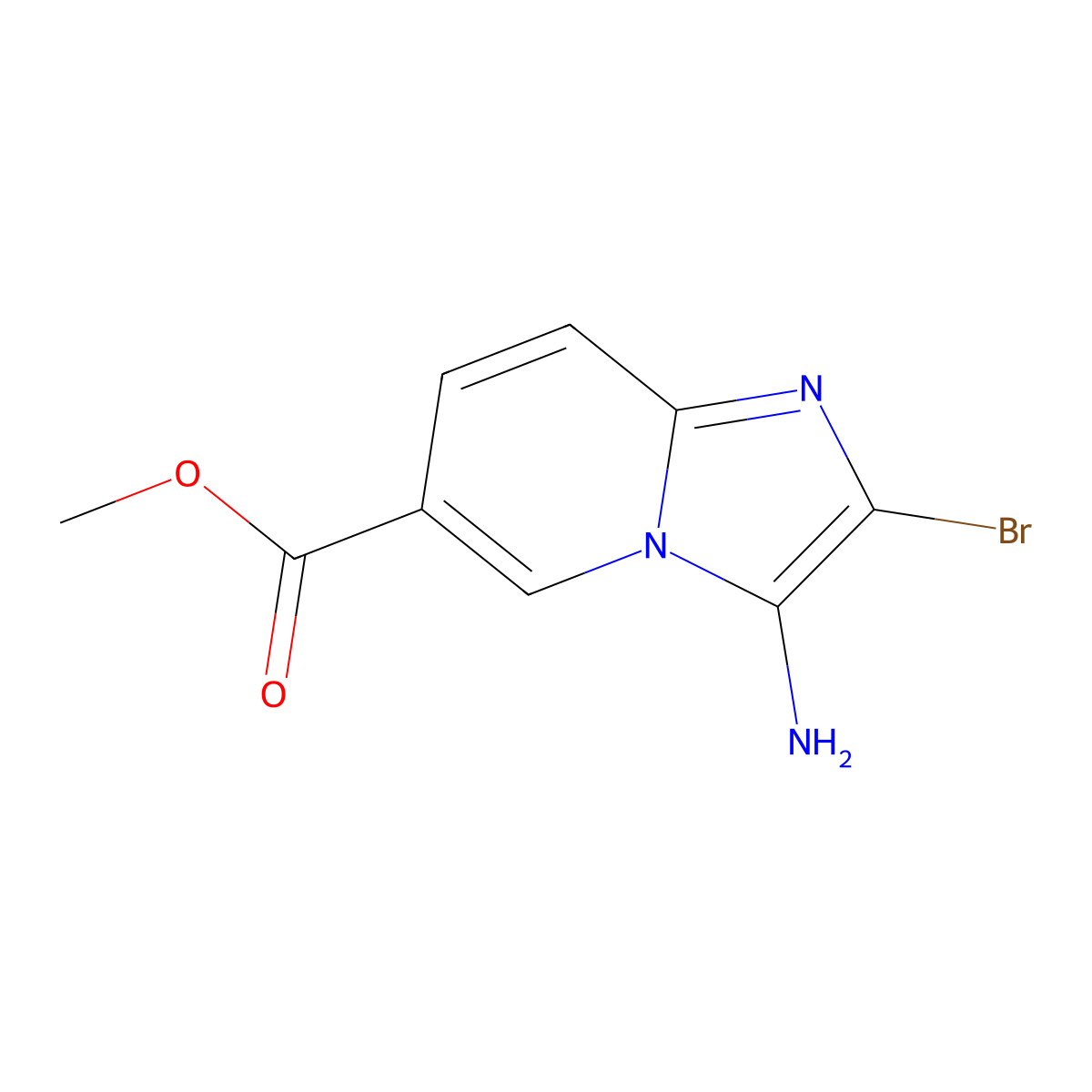 Methyl 3-amino-2-bromoimidazo(1,2-a)pyridine-6-carboxylate molecular structure, CAS 2091668-88-9