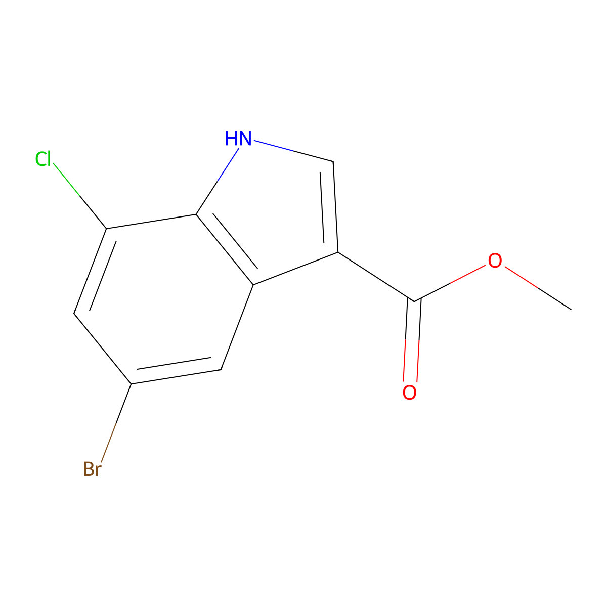 Methyl 5-bromo-7-chloro-1H-indole-3-carboxylate molecular structure, CAS 2091671-71-3