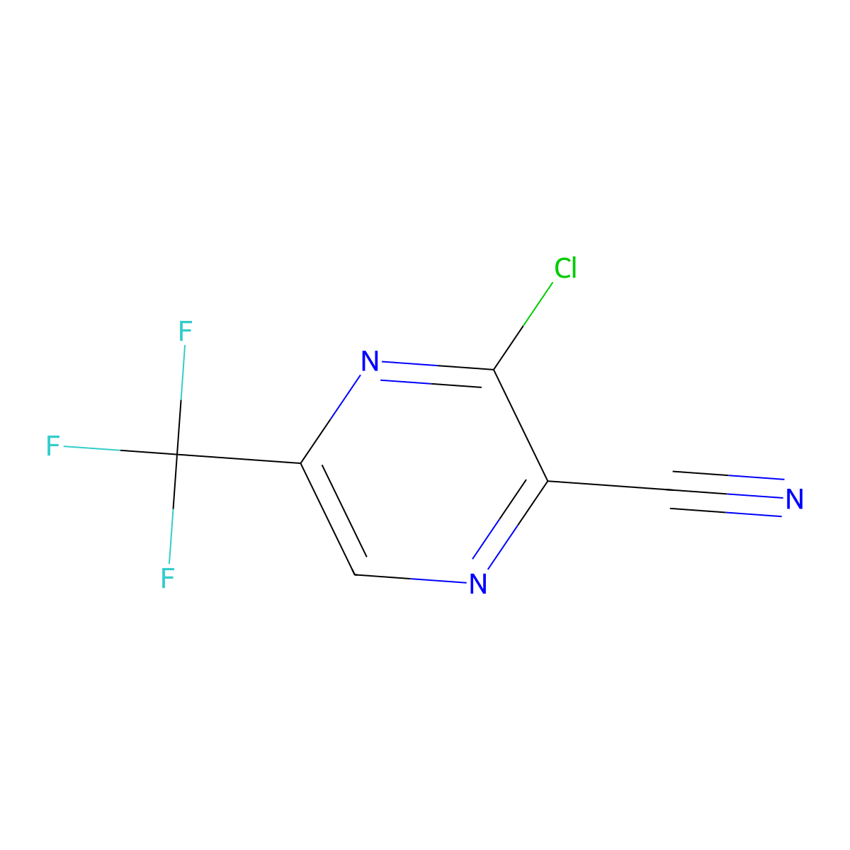 3-Chloro-5-(trifluoromethyl)pyrazine-2-carbonitrile molecular structure, CAS 2091672-48-7