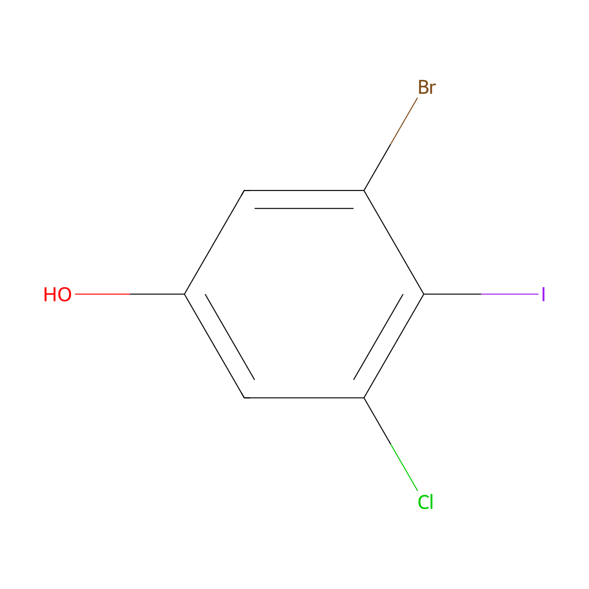 3-Bromo-5-chloro-4-iodophenol molecular structure, CAS 2091672-94-3