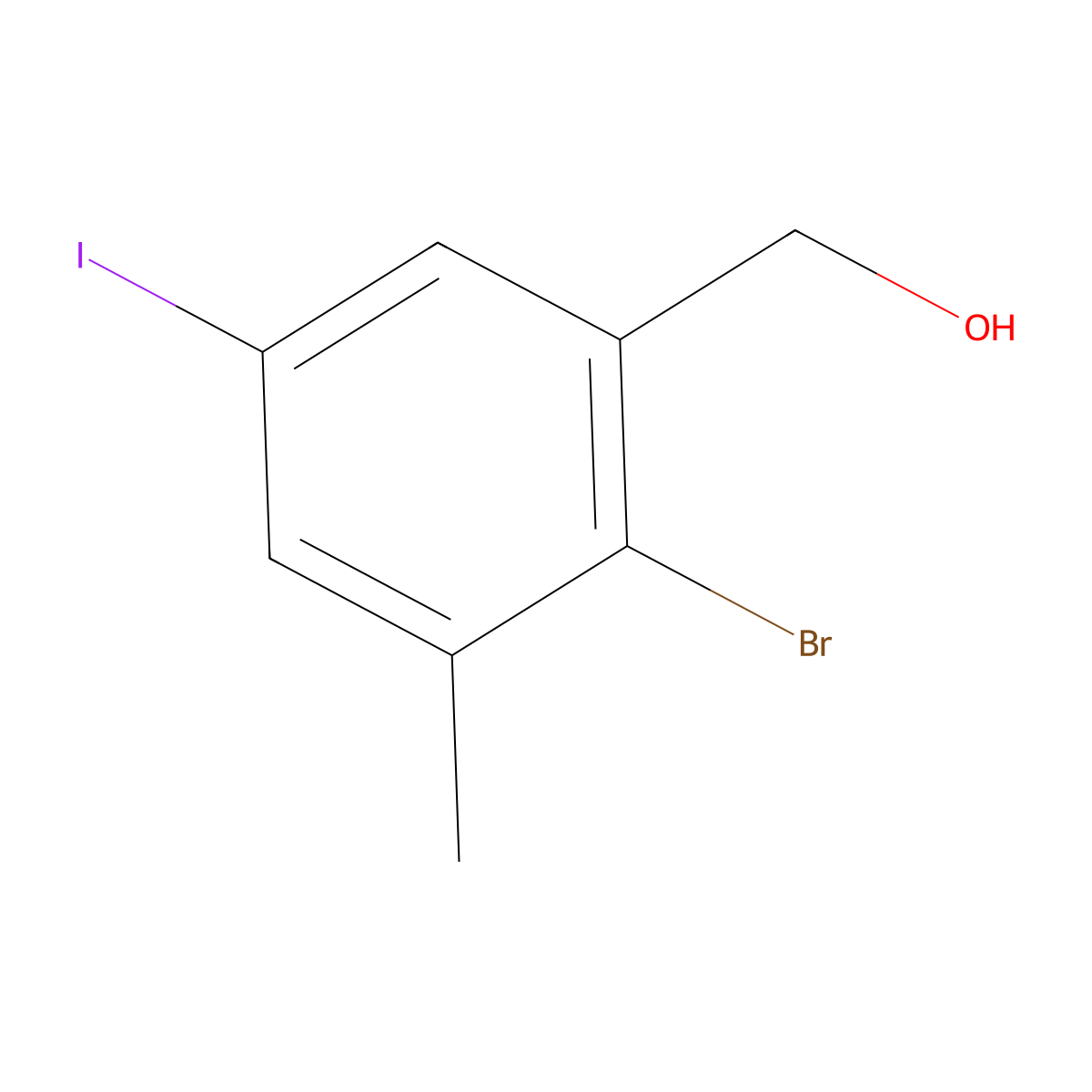 (2-Bromo-5-iodo-3-methylphenyl)methanol molecular structure, CAS 2091676-26-3