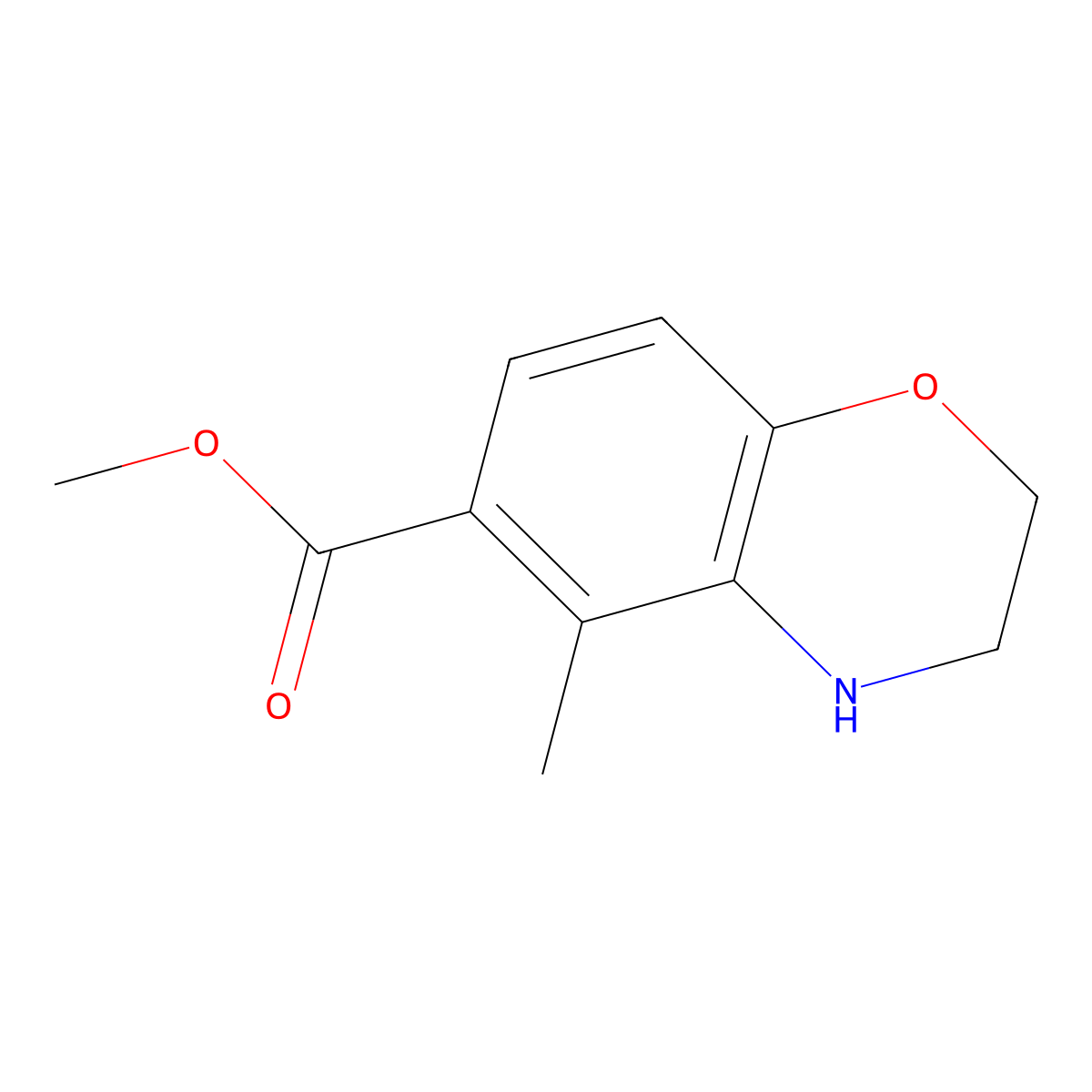 methyl 5-methyl-3,4-dihydro-2H-1,4-benzoxazine-6-carboxylate molecular structure, CAS 2091677-83-5