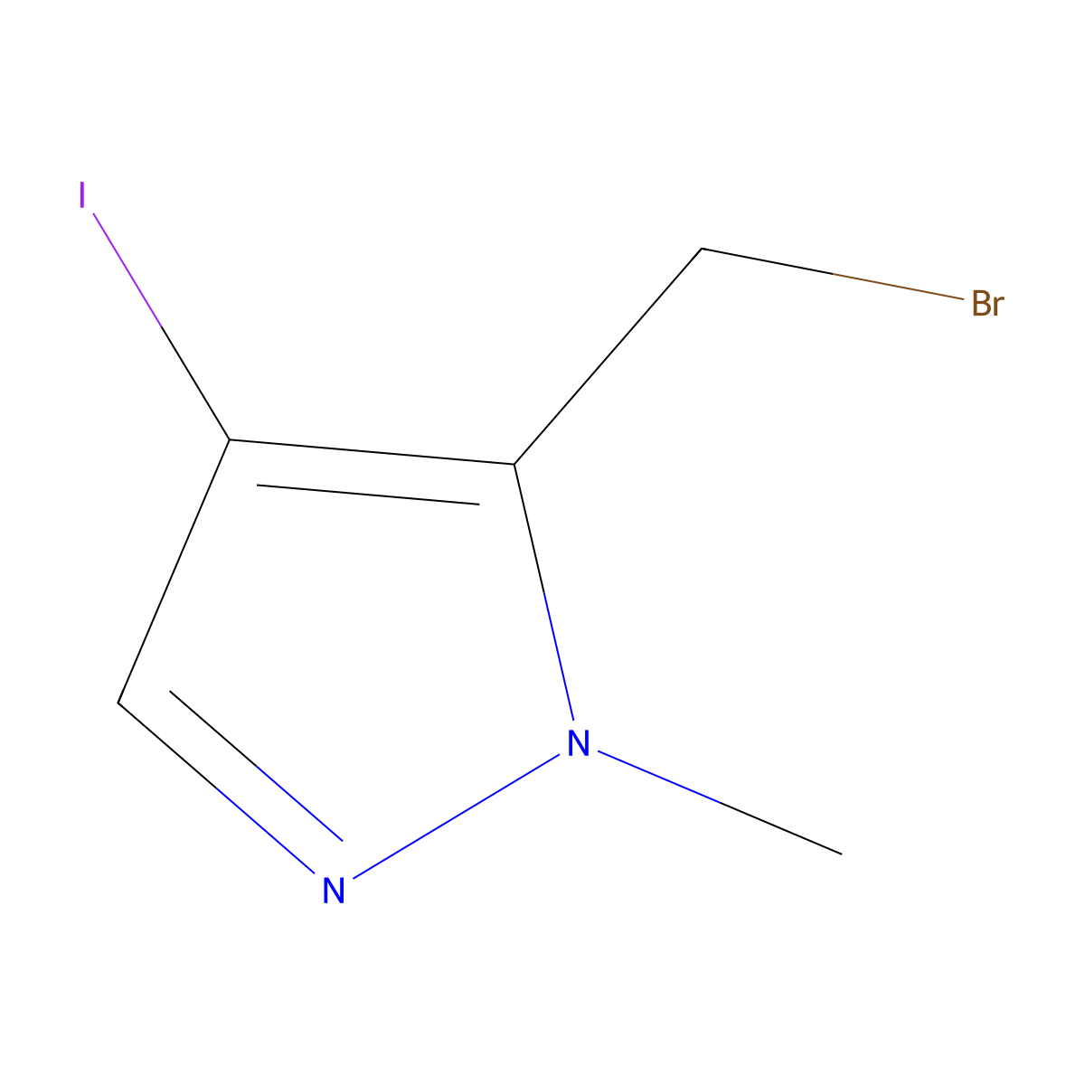 5-(Bromomethyl)-4-iodo-1-methyl-1H-pyrazole molecular structure, CAS 2091678-57-6