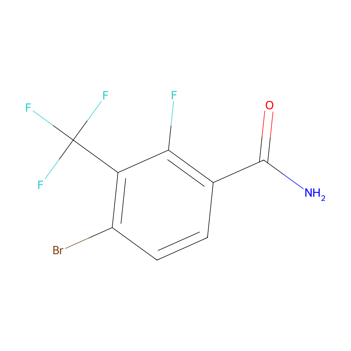 4-Bromo-2-fluoro-3-(trifluoromethyl)benzamide molecular structure, CAS 2091678-82-7