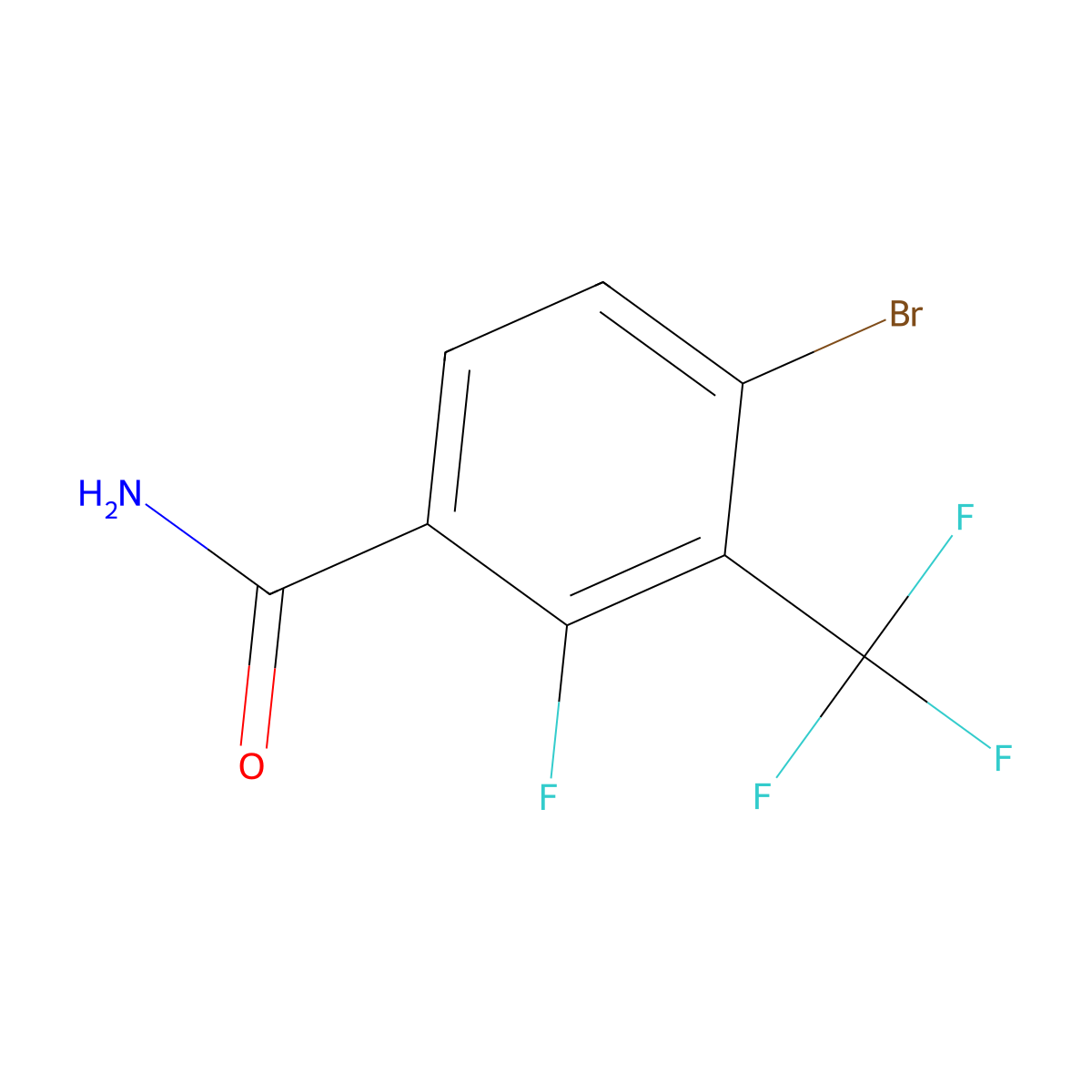 4-Bromo-2-fluoro-3-(trifluoromethyl)benzamide molecular structure, CAS 2091678-82-7