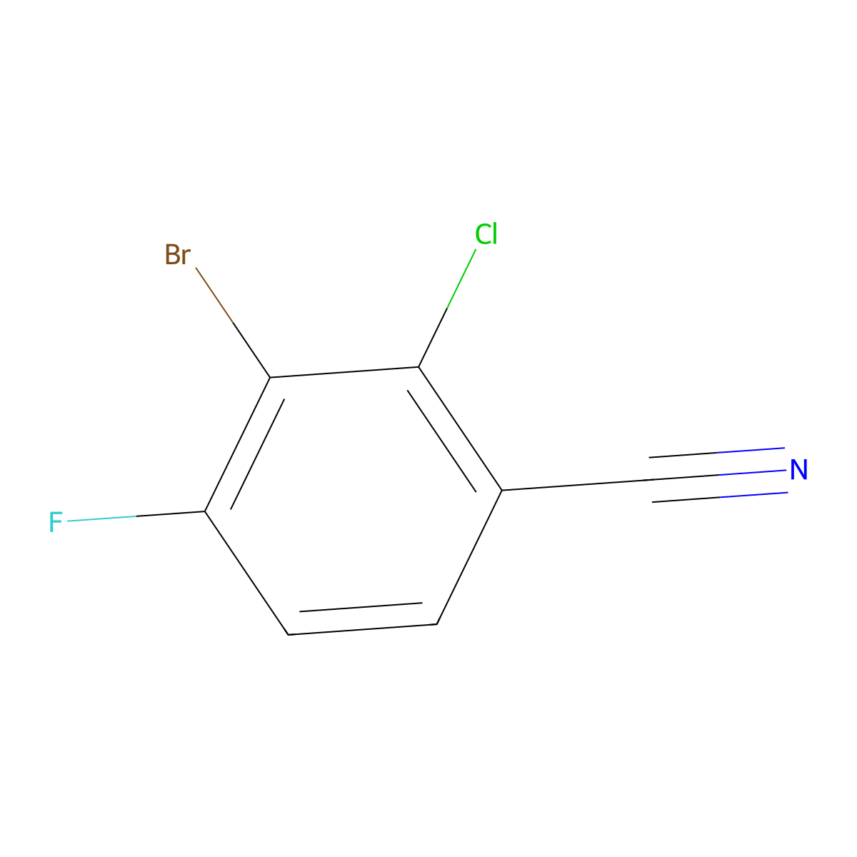 3-Bromo-2-chloro-4-fluorobenzonitrile molecular structure, CAS 2091679-54-6
