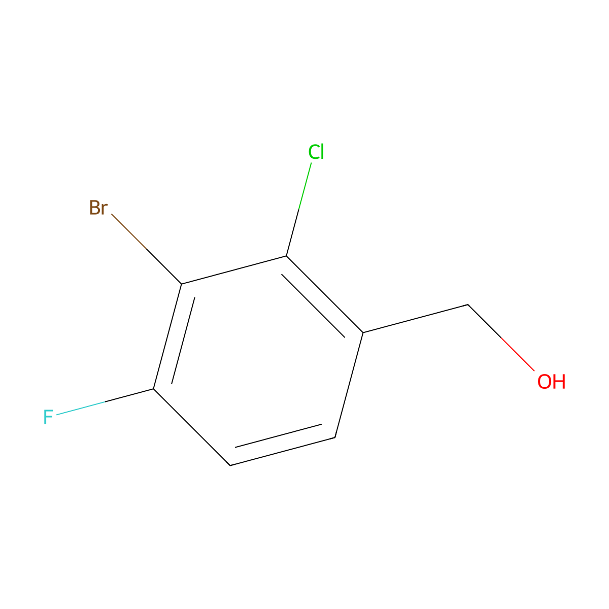 (3-Bromo-2-chloro-4-fluorophenyl)methanol molecular structure, CAS 2091679-69-3