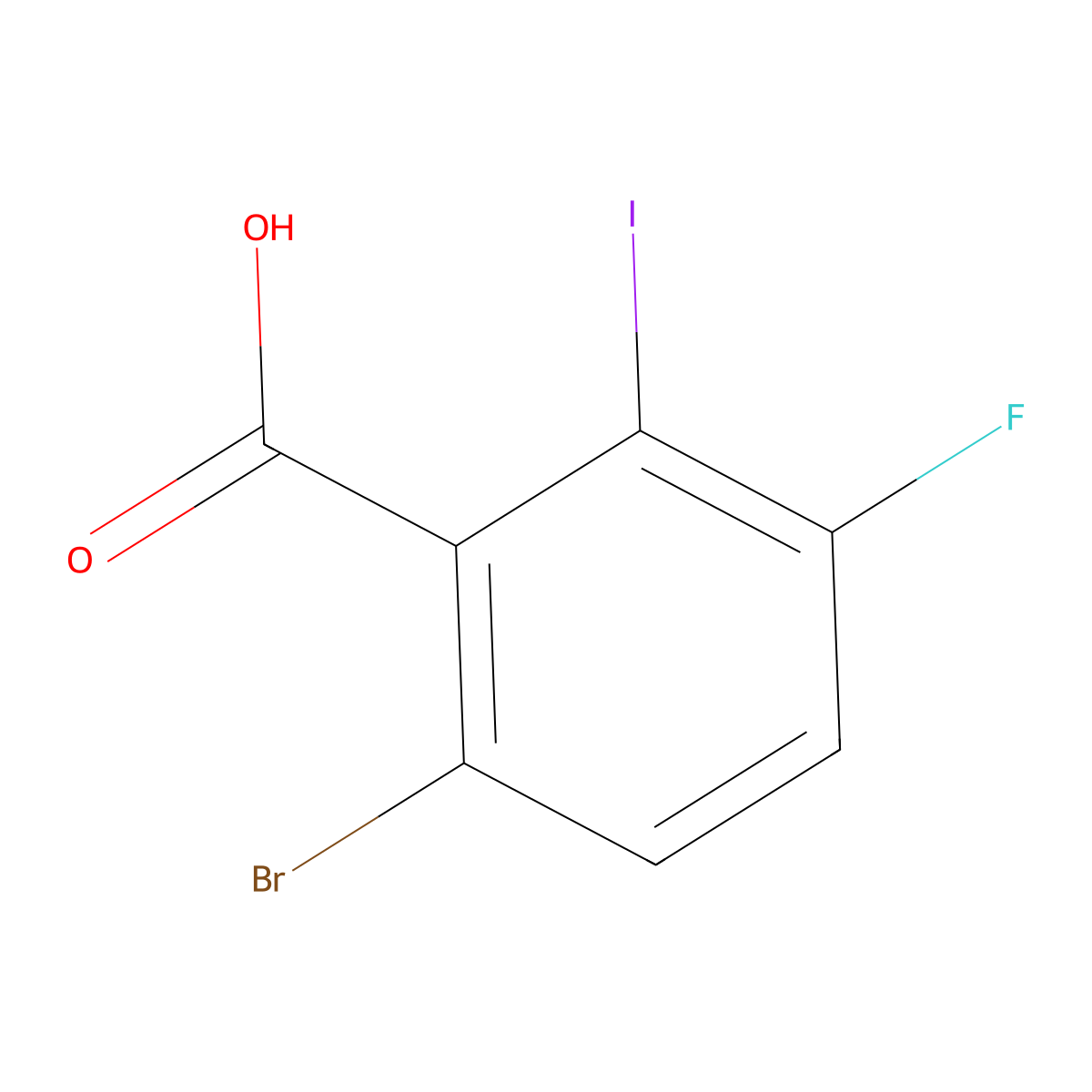 6-Bromo-3-fluoro-2-iodobenzoic acid molecular structure, CAS 2091680-04-3