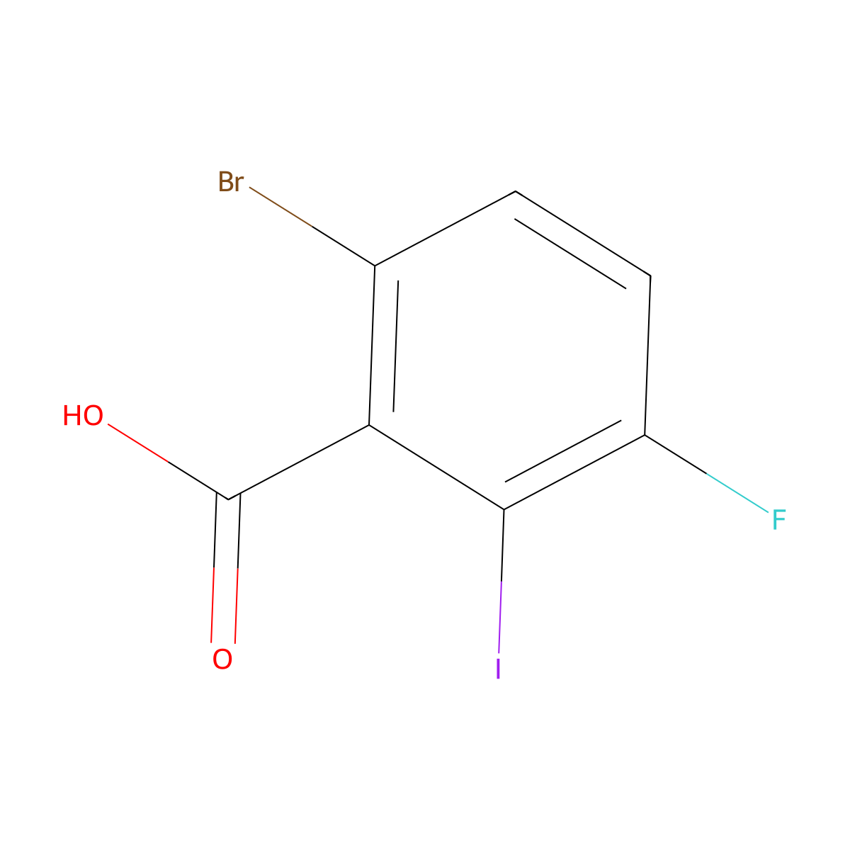 6-Bromo-3-fluoro-2-iodobenzoic acid molecular structure, CAS 2091680-04-3