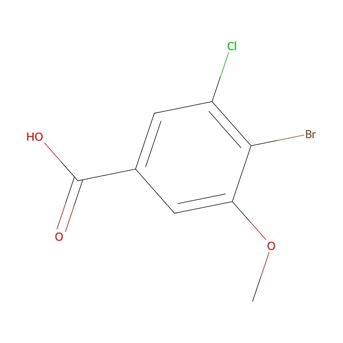 Benzoic acid, 4-bromo-3-chloro-5-methoxy- molecular structure, CAS 2091680-62-3