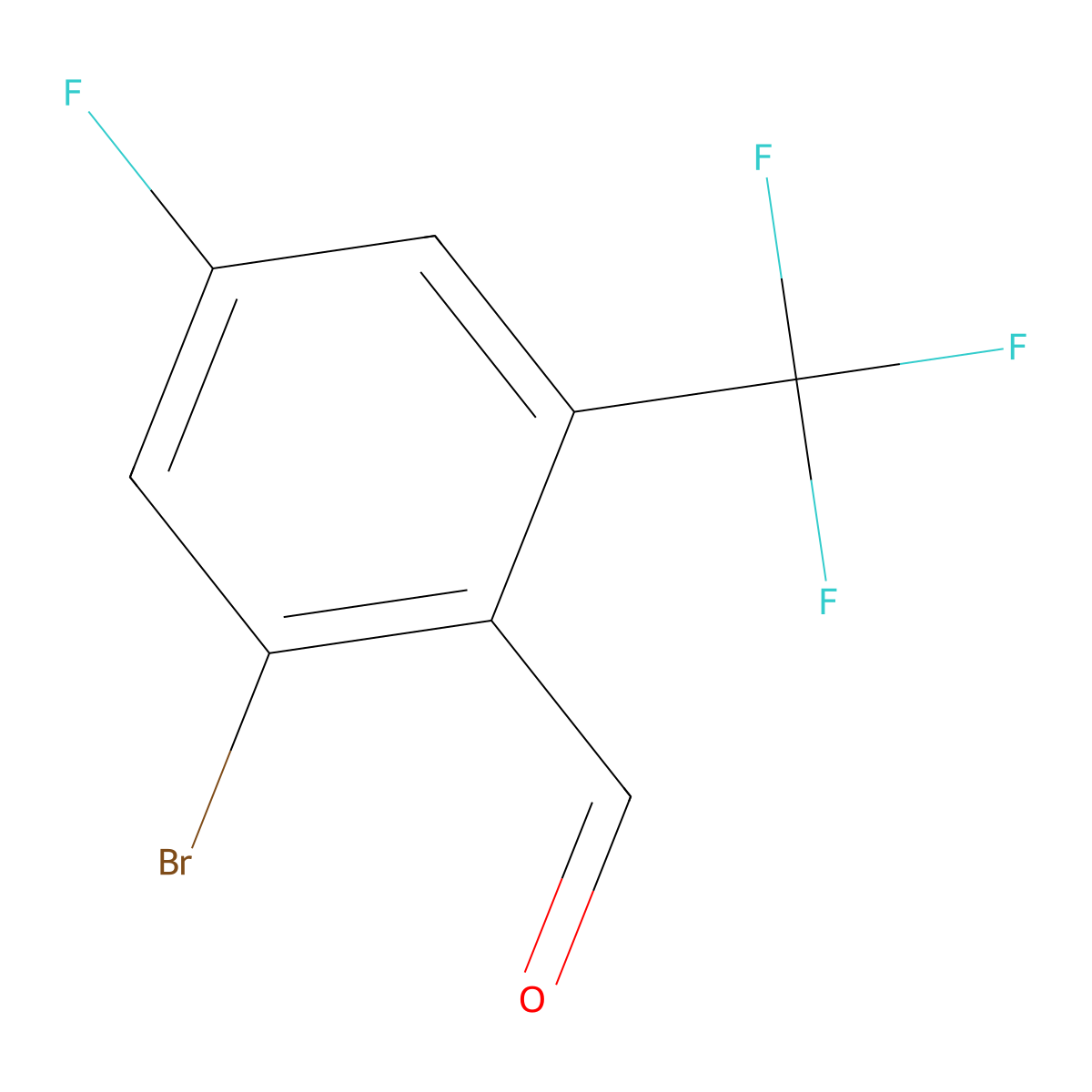 2-Bromo-4-fluoro-6-(trifluoromethyl)benzaldehyde molecular structure, CAS 2091683-42-8