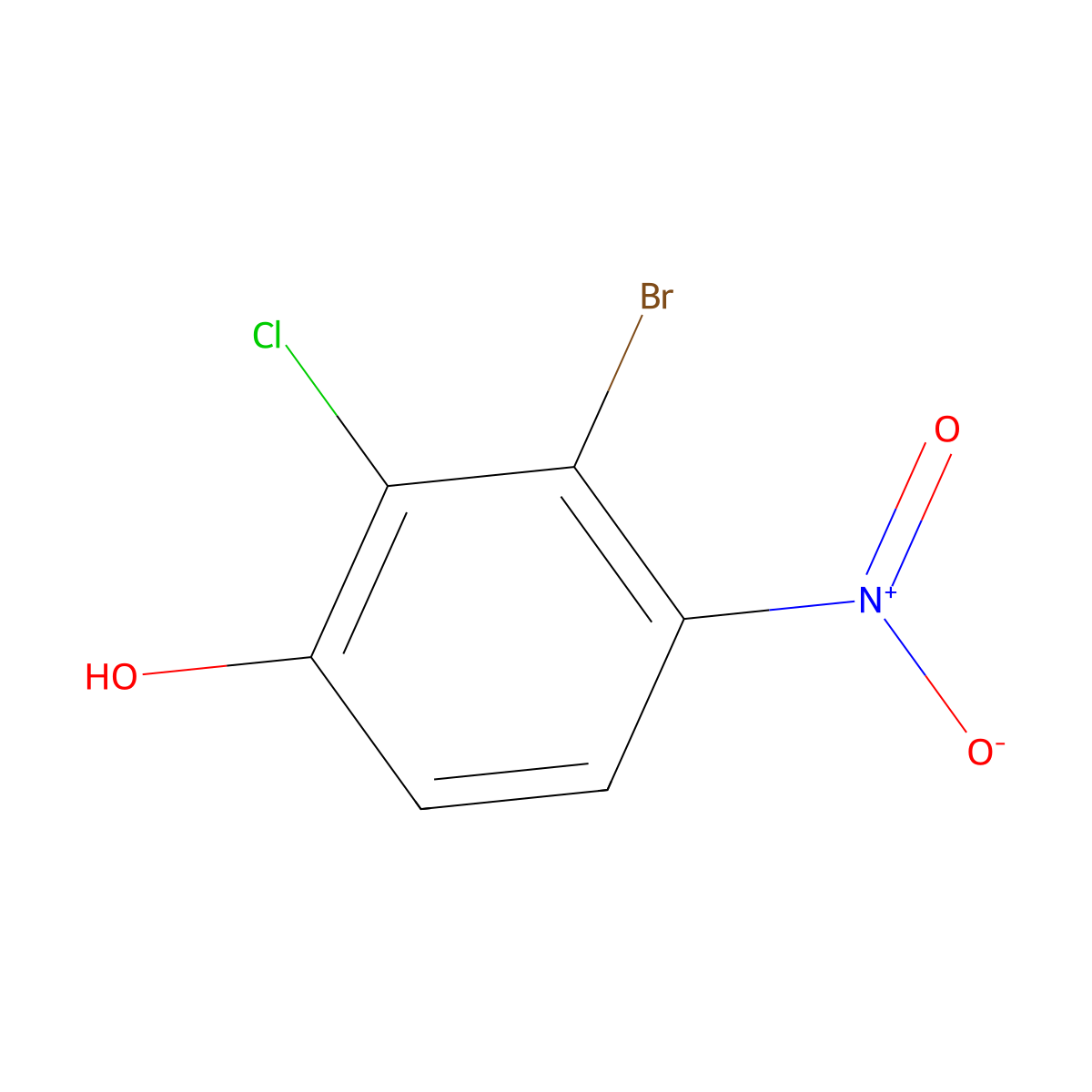 3-Bromo-2-chloro-4-nitrophenol molecular structure, CAS 2091684-74-9