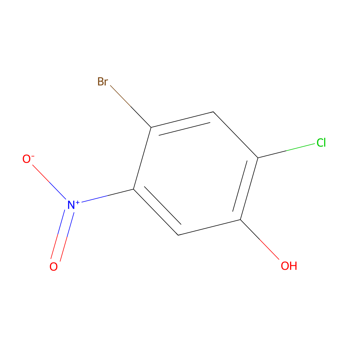 4-Bromo-2-chloro-5-nitrophenol molecular structure, CAS 2091684-77-2