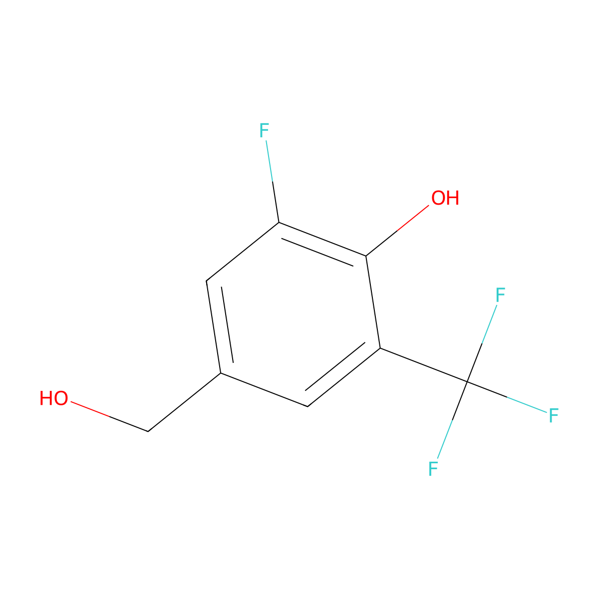 2-Fluoro-4-(hydroxymethyl)-6-(trifluoromethyl)phenol molecular structure, CAS 2091684-83-0