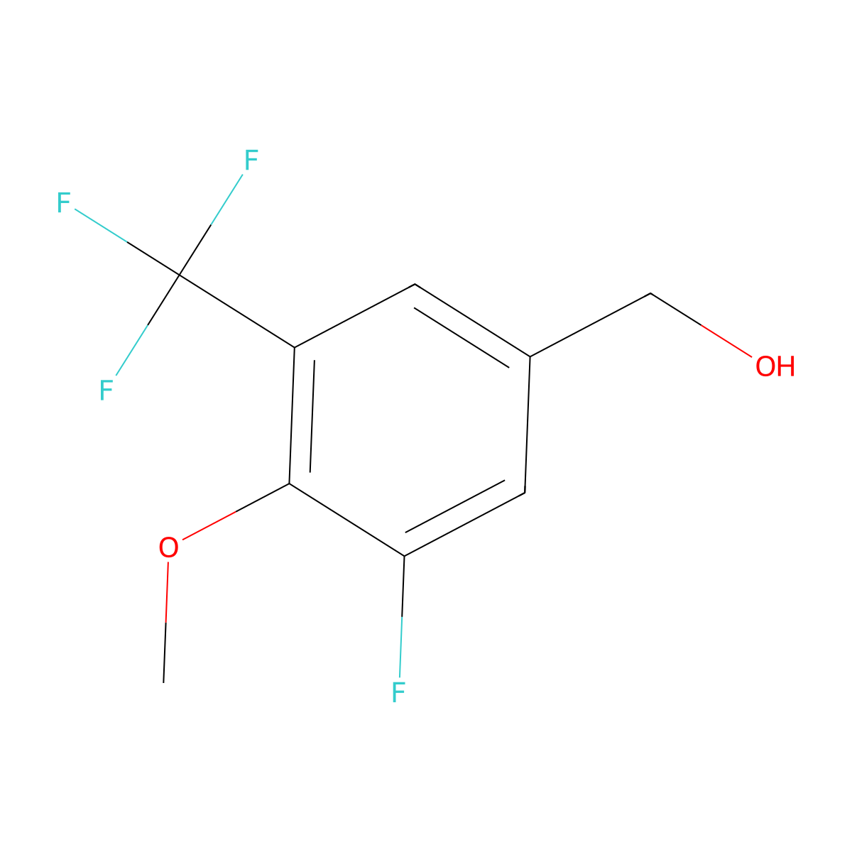 5-Fluoro-4-methoxy-3-(trifluoromethyl)benzyl alcohol molecular structure, CAS 2091685-35-5