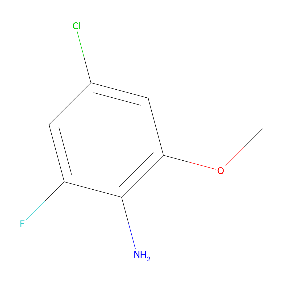 4-Chloro-2-fluoro-6-methoxyaniline molecular structure, CAS 2091692-00-9