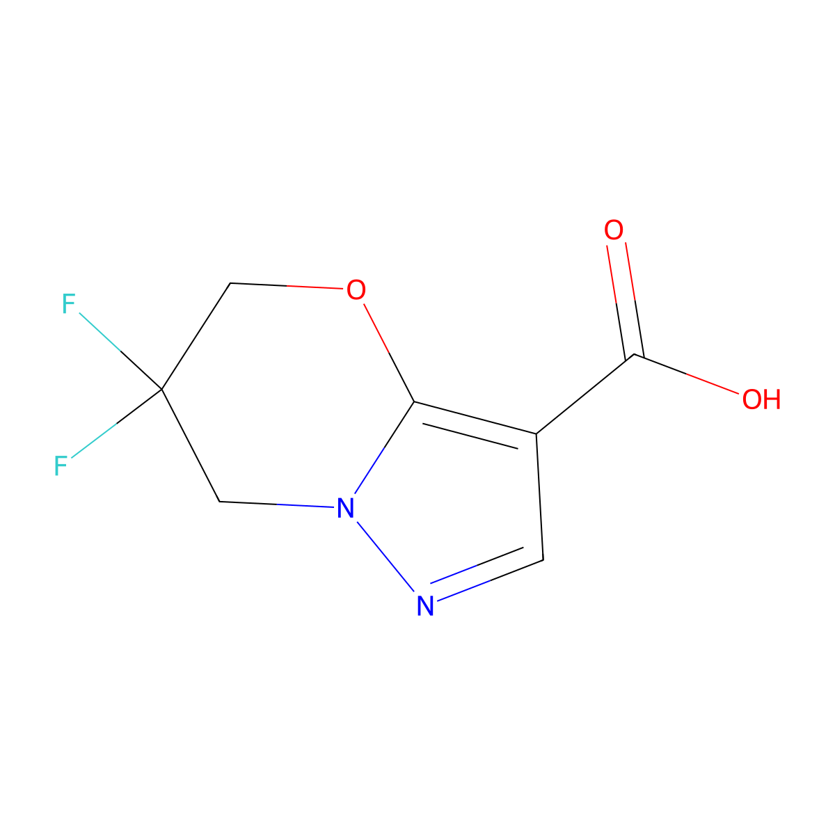 6,6-Difluoro-6,7-dihydro-5H-pyrazolo[5,1-b][1,3]oxazine-3-carboxylic acid molecular structure, CAS 2091693-39-7