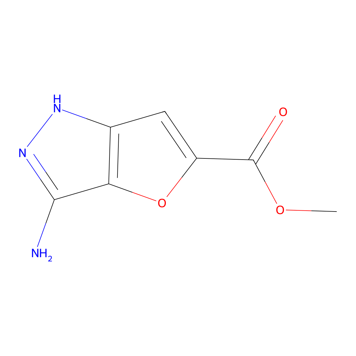 methyl 3-amino-1H-furo[3,2-c]pyrazole-5-carboxylate molecular structure, CAS 2091694-02-7