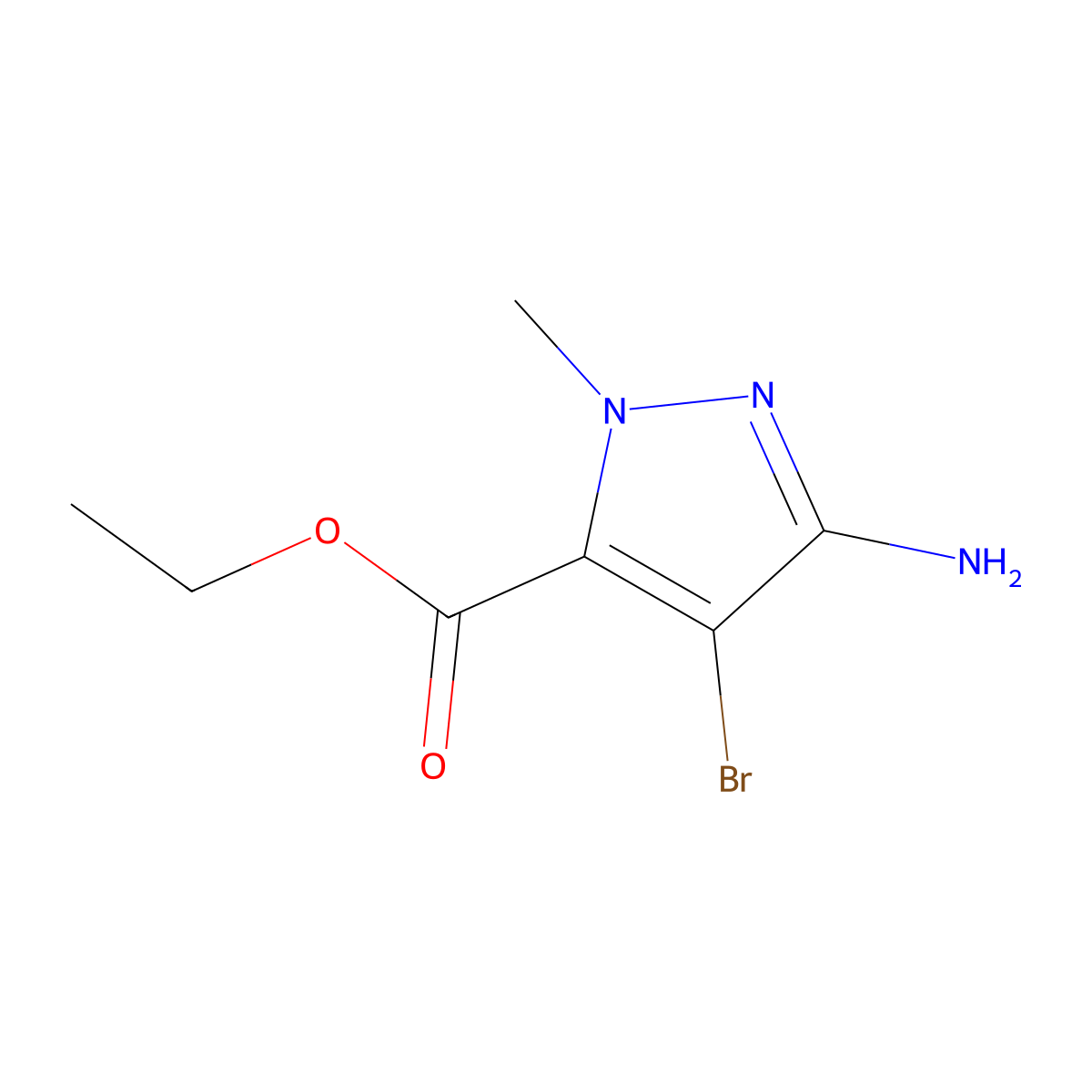 Ethyl 3-amino-4-bromo-1-methyl-1H-pyrazole-5-carboxylate molecular structure, CAS 2091697-69-5