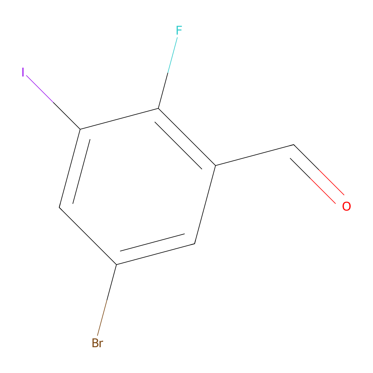 5-Bromo-2-fluoro-3-iodobenzaldehyde molecular structure, CAS 2091698-58-5