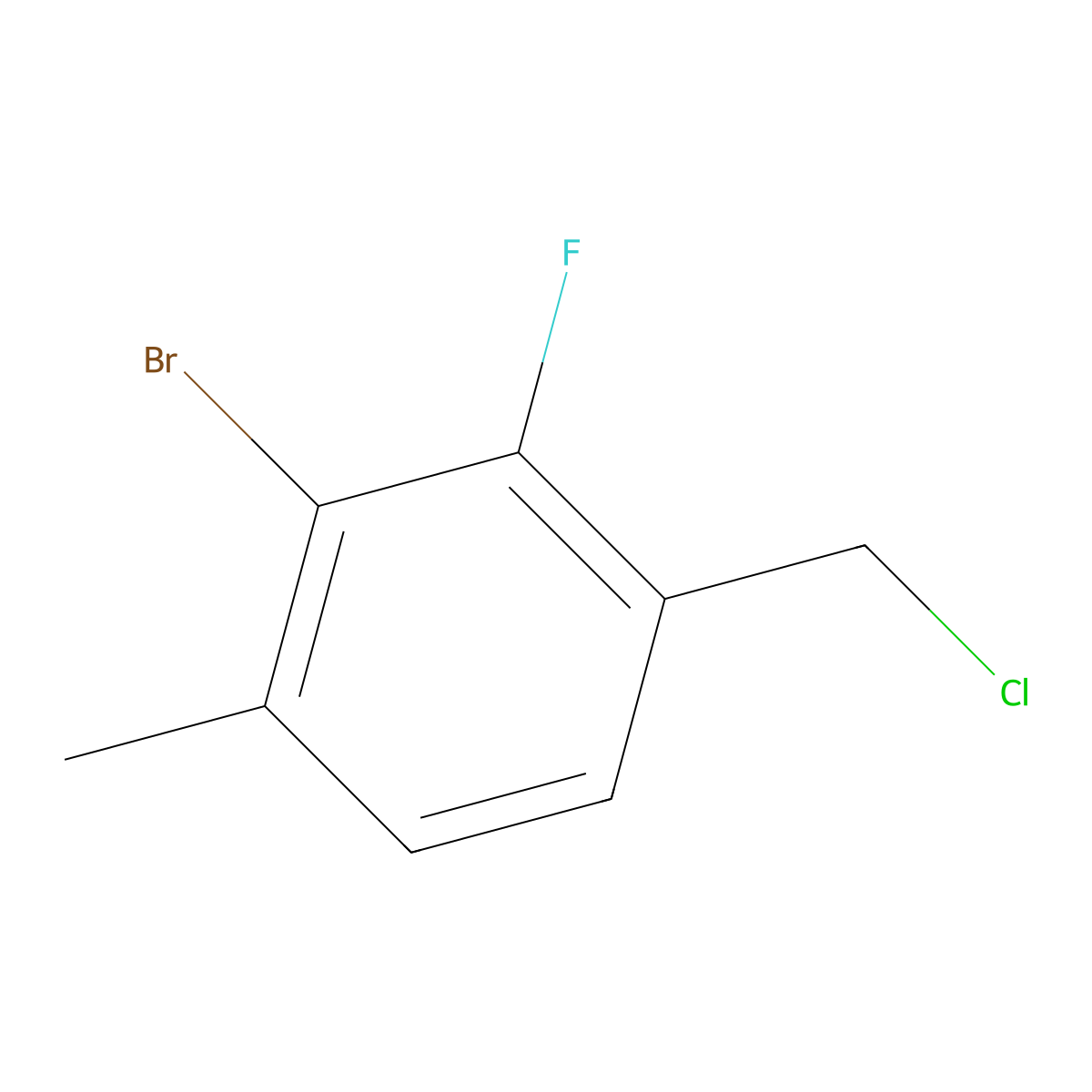 2-Bromo-4-(chloromethyl)-3-fluoro-1-methylbenzene molecular structure, CAS 2091698-87-0