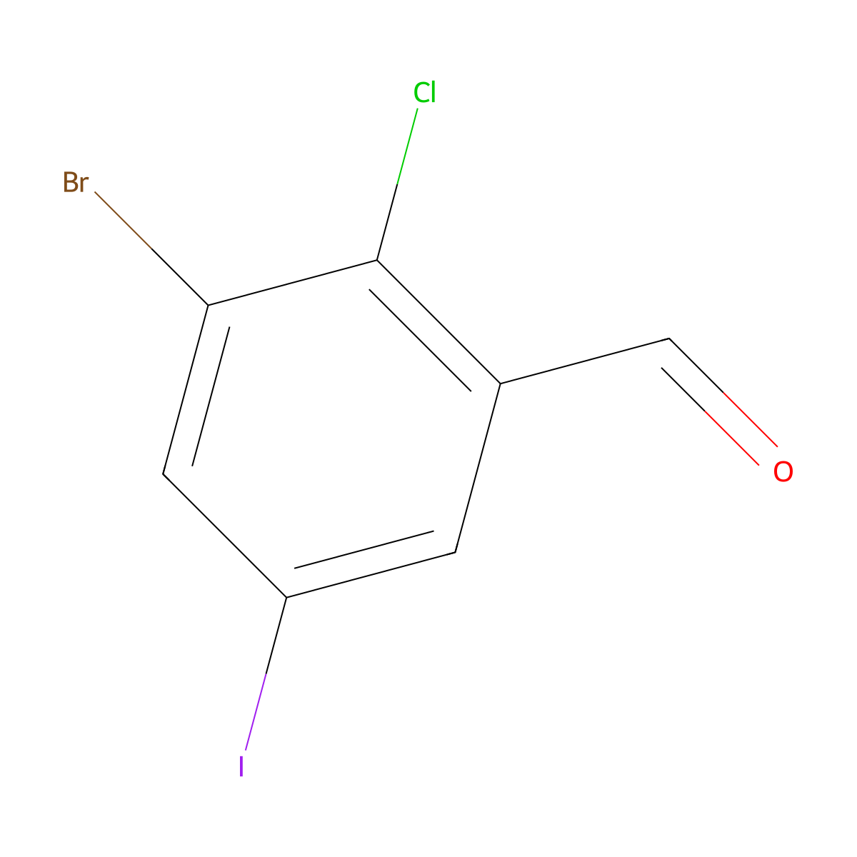 3-Bromo-2-chloro-5-iodobenzaldehyde molecular structure, CAS 2091701-10-7